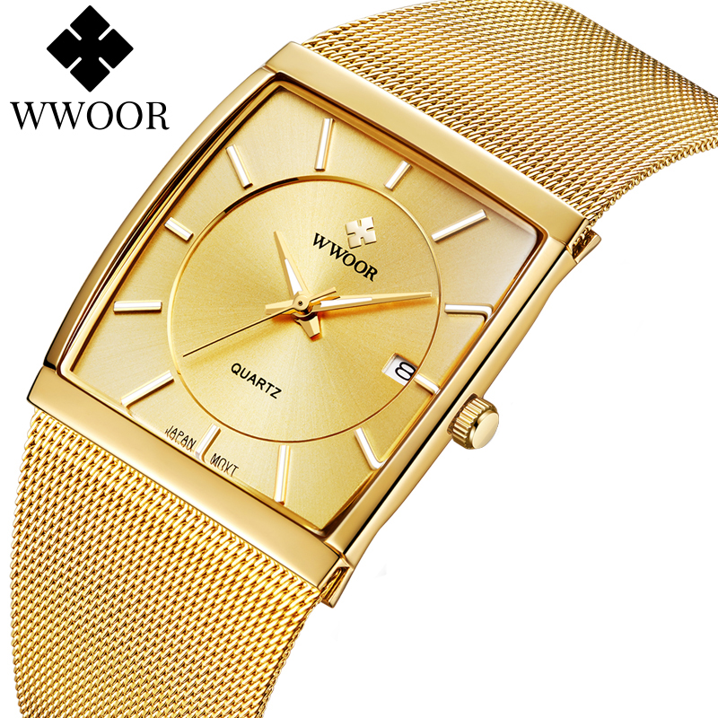 Luxury Watch Japan Brand - Wwoor Brand Luxury Gold Men Square