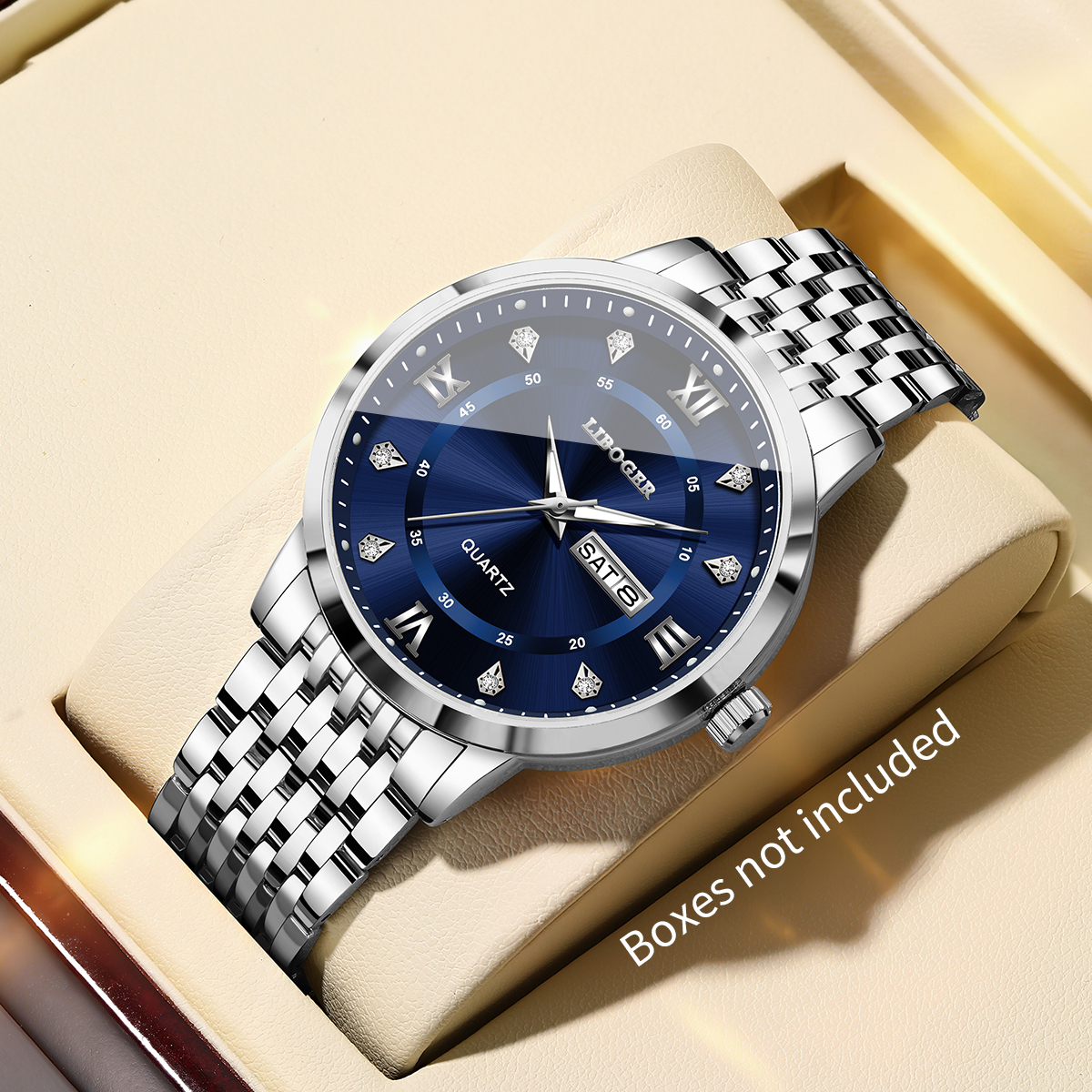 Luxury Watch Organizer For Men - Luxury Stainless Steel Strap Men's Calendar
