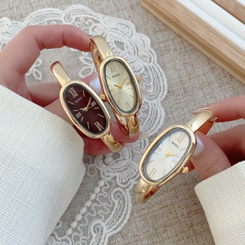 Ladies Luxury Watch - Top Brand Women Oval Roman Dial