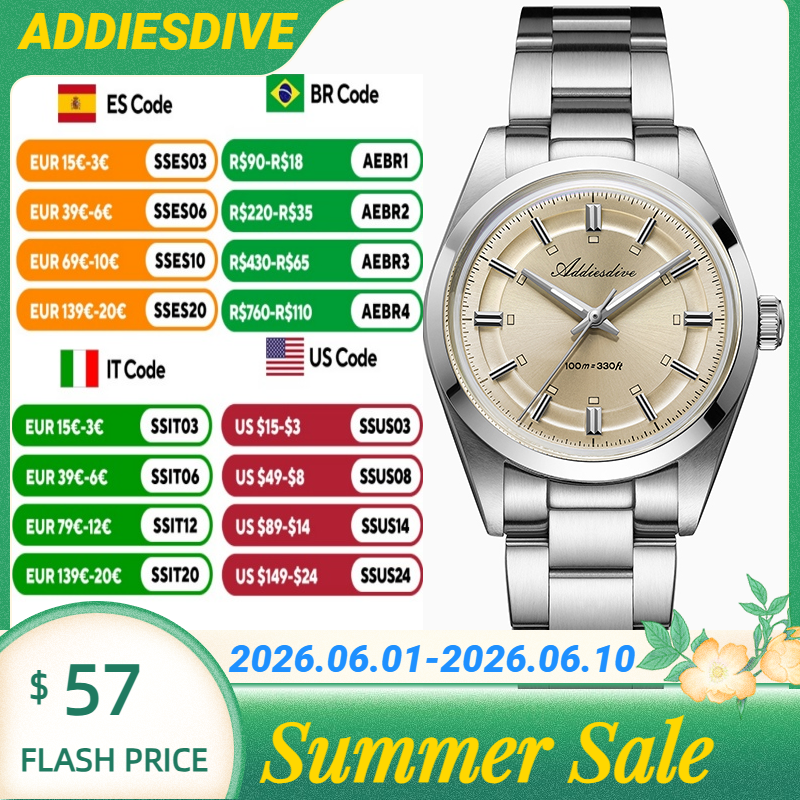 Ladies Luxury Watch - ADDIESDIVE Super Luminous Japan VH31 Ladies