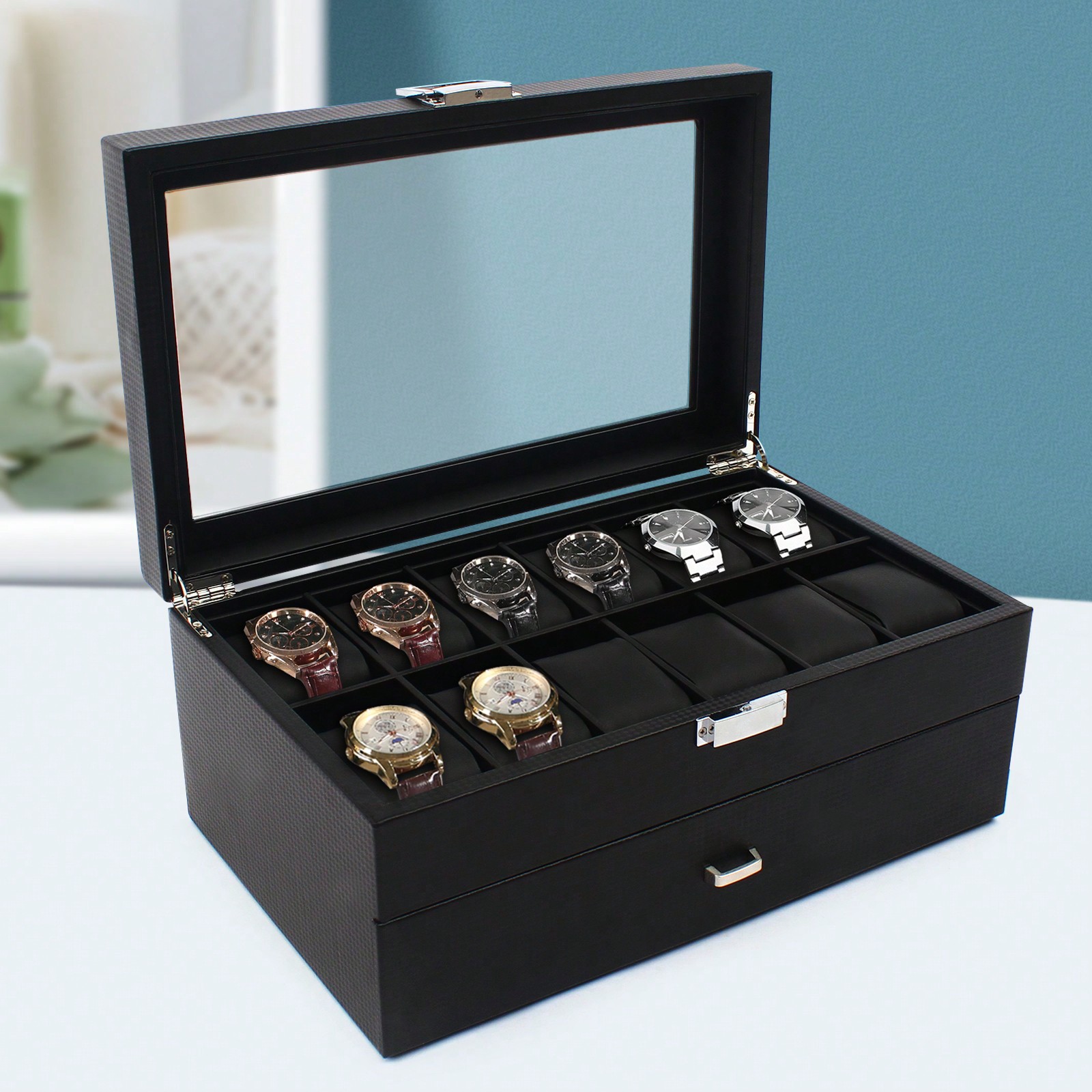 Luxury Watch Organizer For Men - 24 Slot Men Watch Display Case