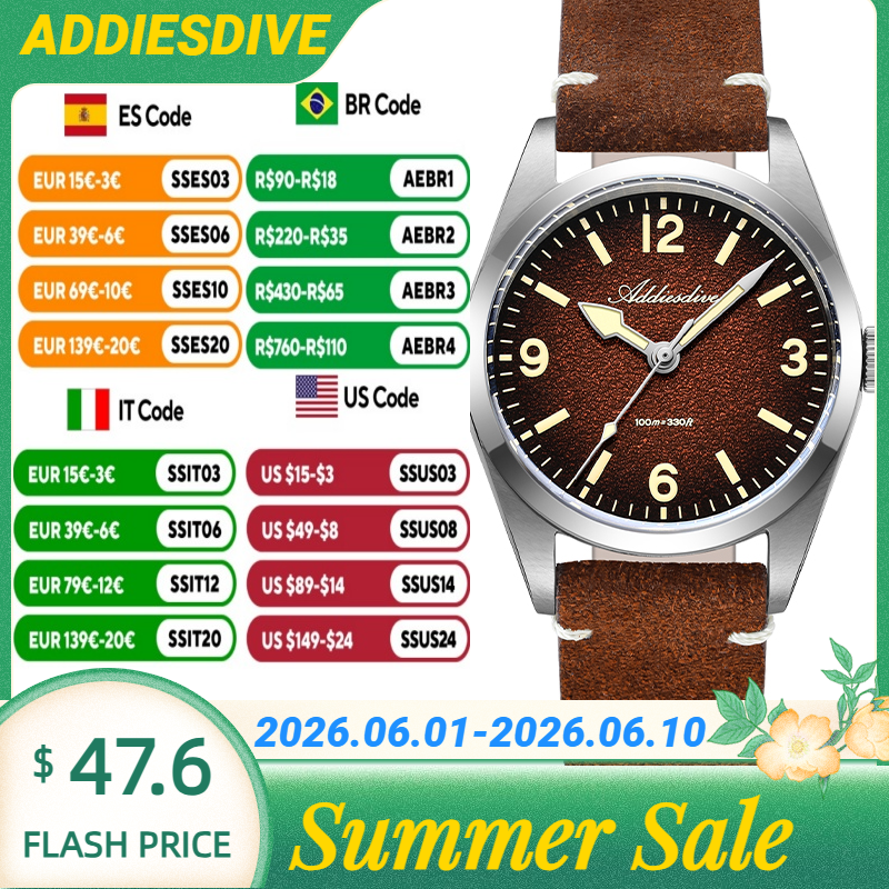 Luxury Watch Vintage - ADDIESDIVE Japan 2035 Super Luminous Leather