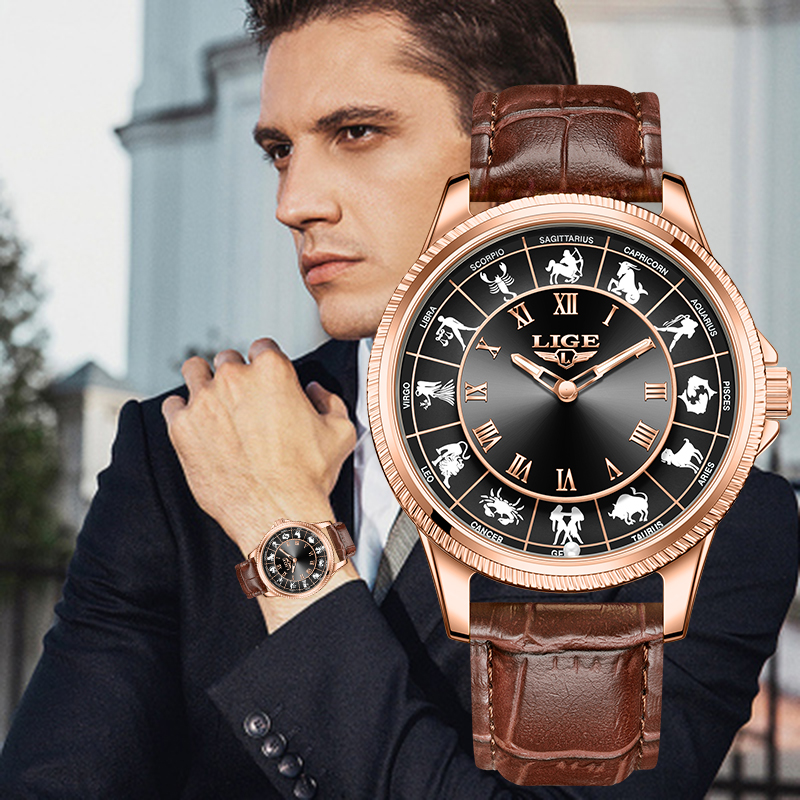 Zodiac Luxury Watch - LIGE Fashion Luxury Constellation Dial Quartz