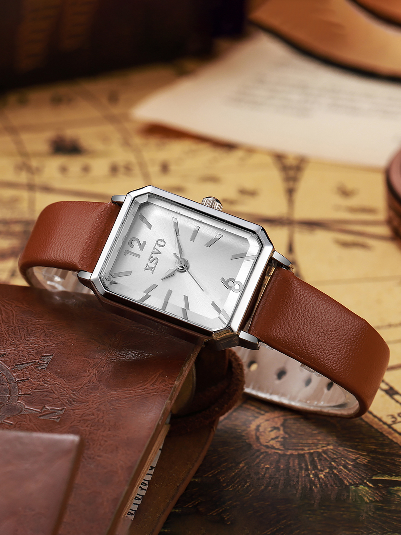 Luxury Watch Green - Vintage Silver Square Women's Quartz Watch,