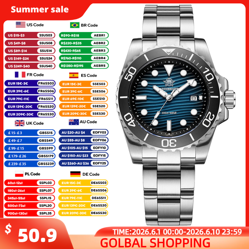 Luxury Watch Green - ADDIESDIVE Men's 2115 Quartz Watch Sand