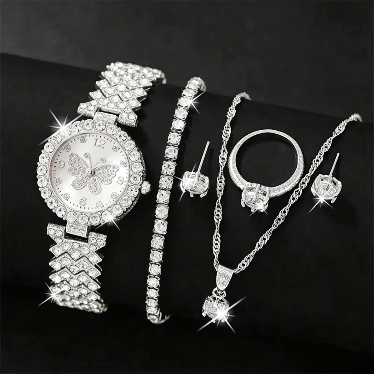 6PCS/Set Luxury Rhinestone But – Ladies Luxury Watch recenzja i cena