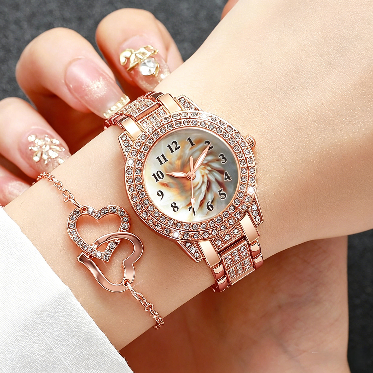 6PCS Luxury Rhinestone Women Q – Luxury Watch Arabic recenzja i cena
