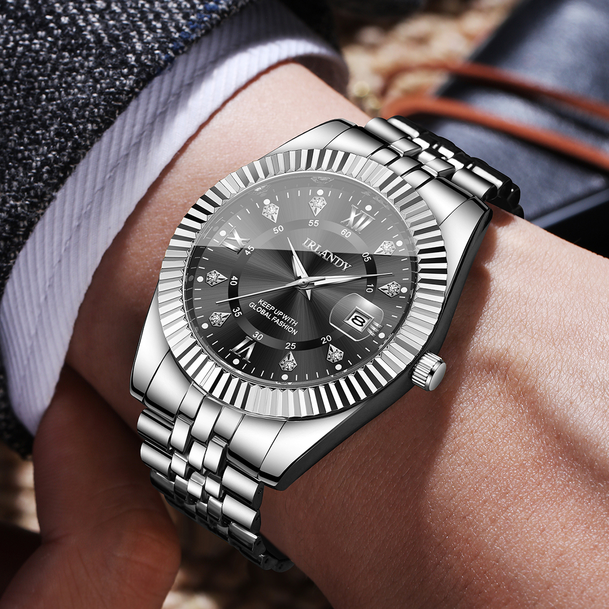 Fashion Rhinestone Men Busines – Luxury Watch Arabic recenzja i cena