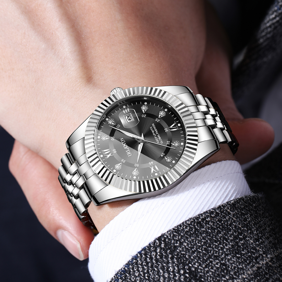 Fashion Rhinestone Men Busines – Luxury Watch Arabic recenzja i cena