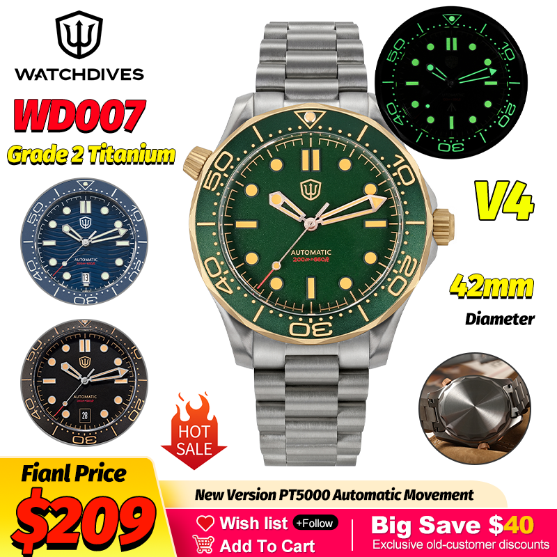 Watchdives WD007 V4 42Mm Titan – Luxury Watch Green recenzja i cena