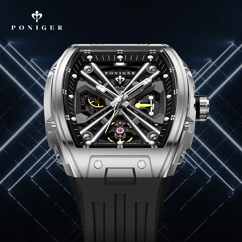 PONIGER Luxury Automatic Mecha – Luxury Watch On Rubber Strap recenzja i cena