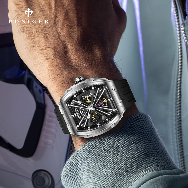 PONIGER Luxury Automatic Mecha – Luxury Watch On Rubber Strap recenzja i cena