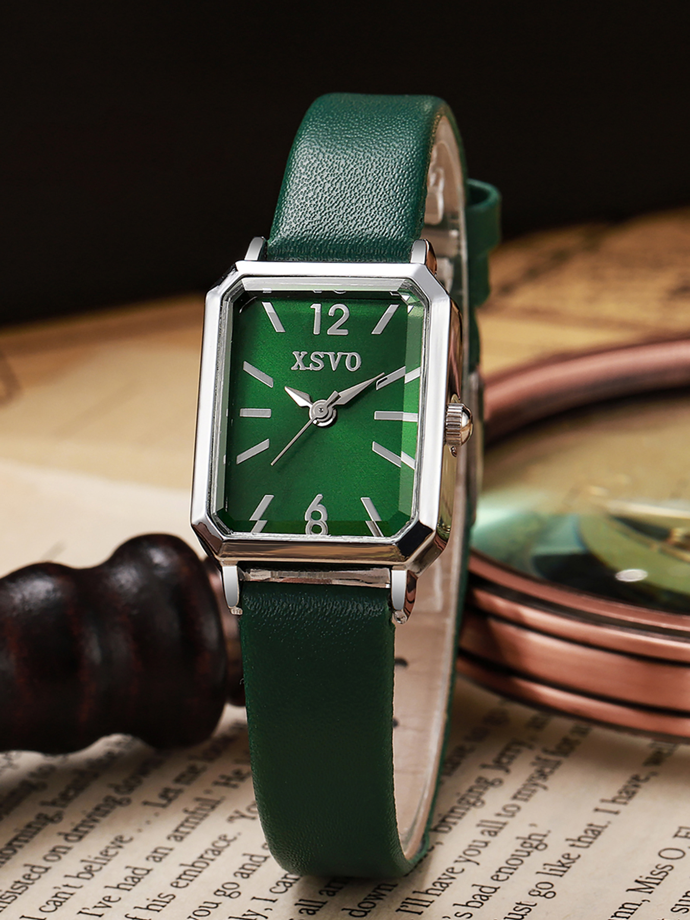 Vintage Silver Square Women's  – Luxury Watch Green recenzja i cena
