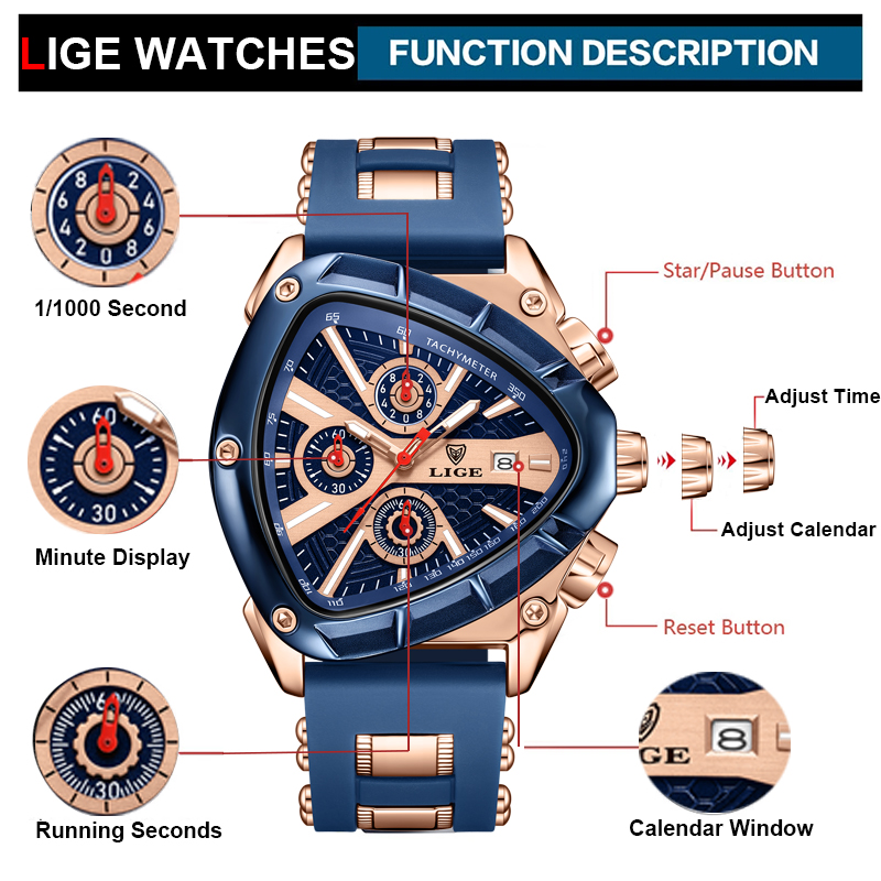 LIGE Watch Men Luxury Brand Bu – Watch Triangle Luxury recenzja i cena