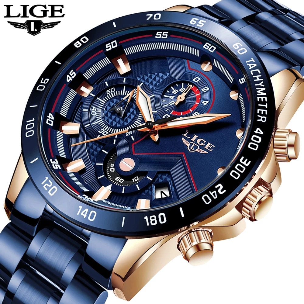 LIGE New Fashion Watches Men S – Luxury Watch Low Price recenzja i cena