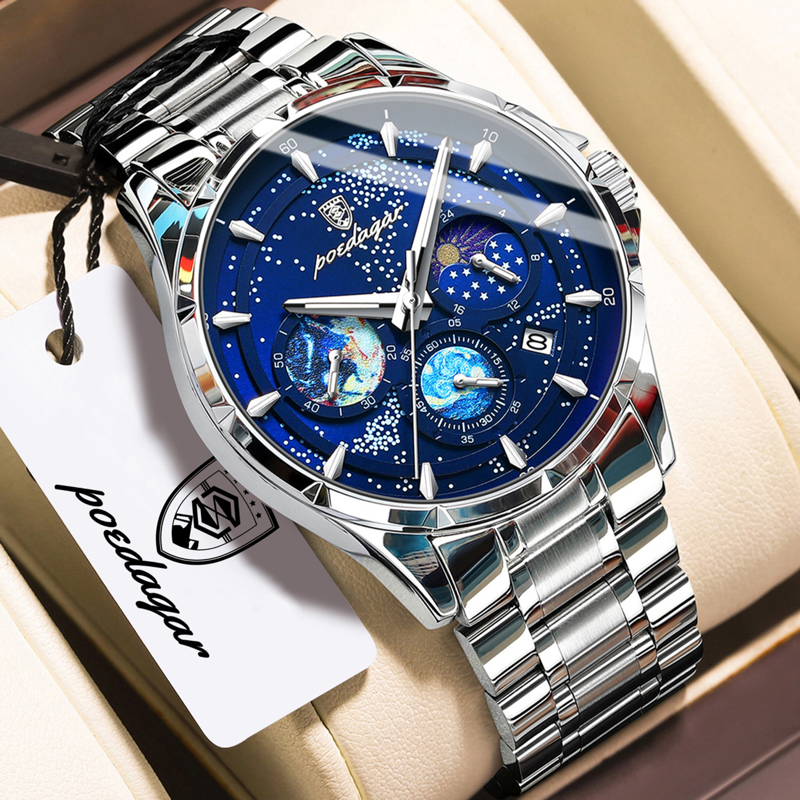 POEDAGAR Luxury Male Clock Chr – Luxury Watch Organizer For Men recenzja i cena