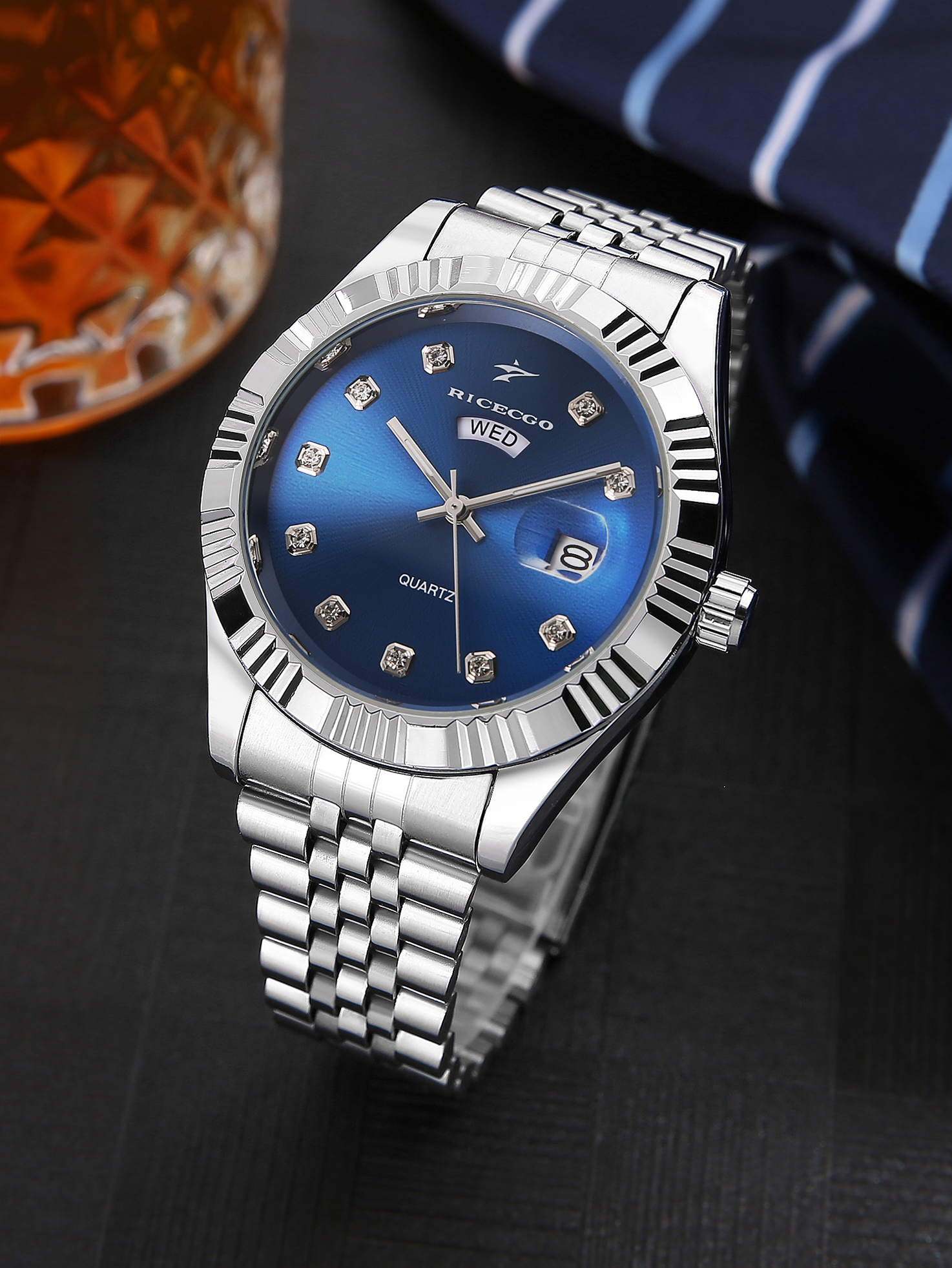 luxury rhinestone men's busine – Luxury Watch Arabic recenzja i cena