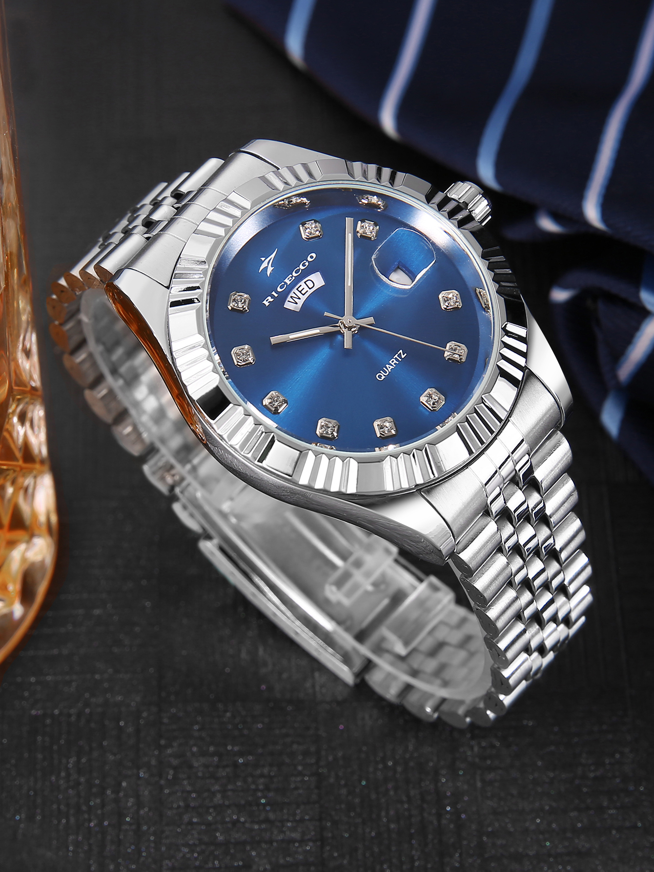 luxury rhinestone men's busine – Luxury Watch Arabic recenzja i cena
